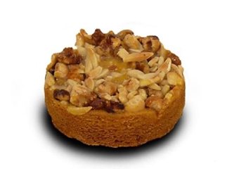 Studentenkoek gevuld met amandelspijs en afgewerkt met studentenhaver.
